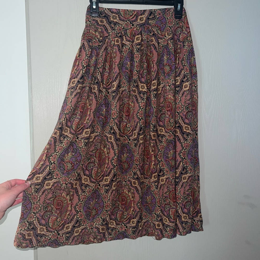 Vintage Paisley Print Midi Skirt